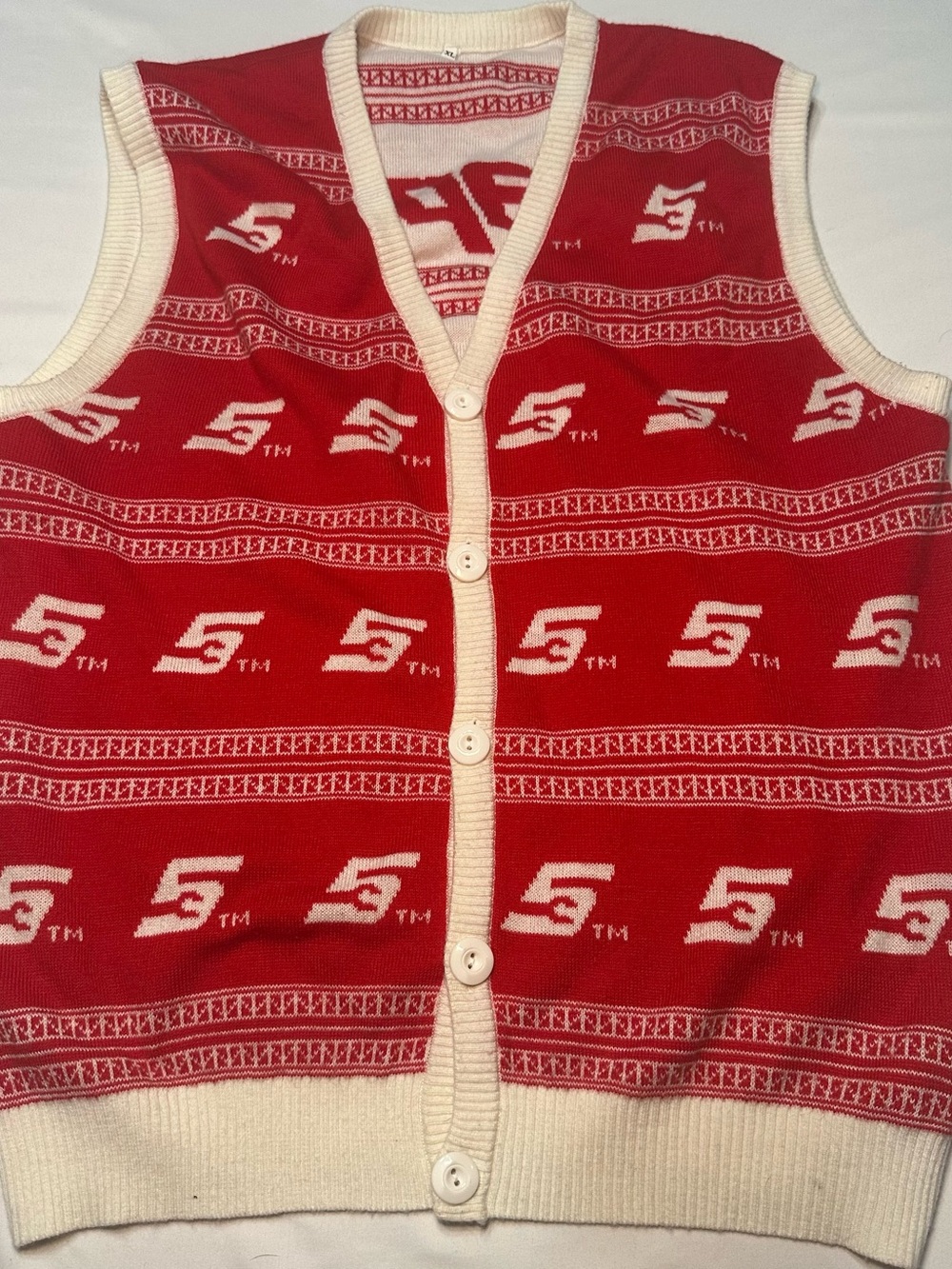 VTG Snap-On Tools Red Knit Fair Isle Sweater Vest XL